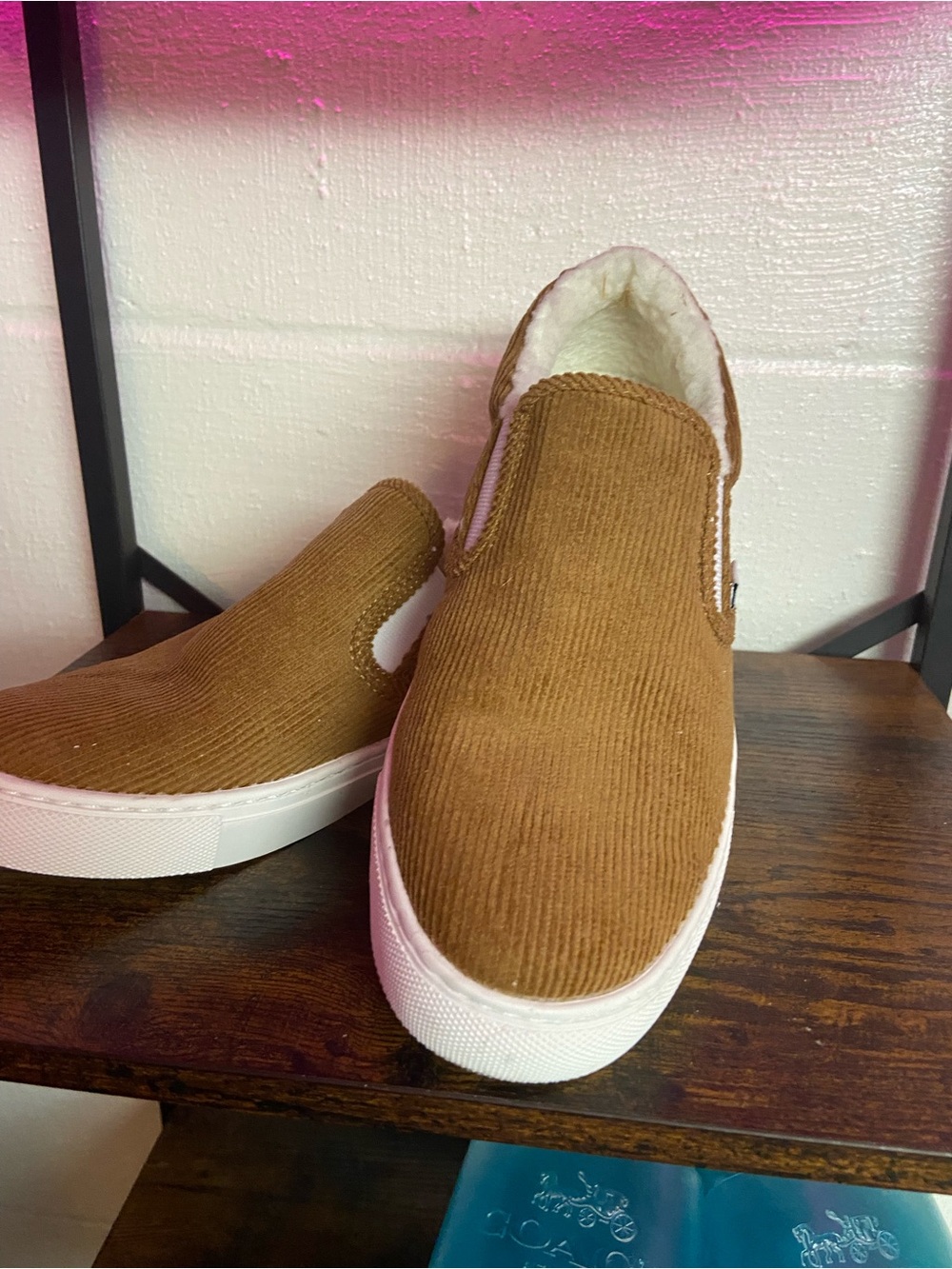 J. Crew Tan Corduroy Slip-On Loafers with White Sole
